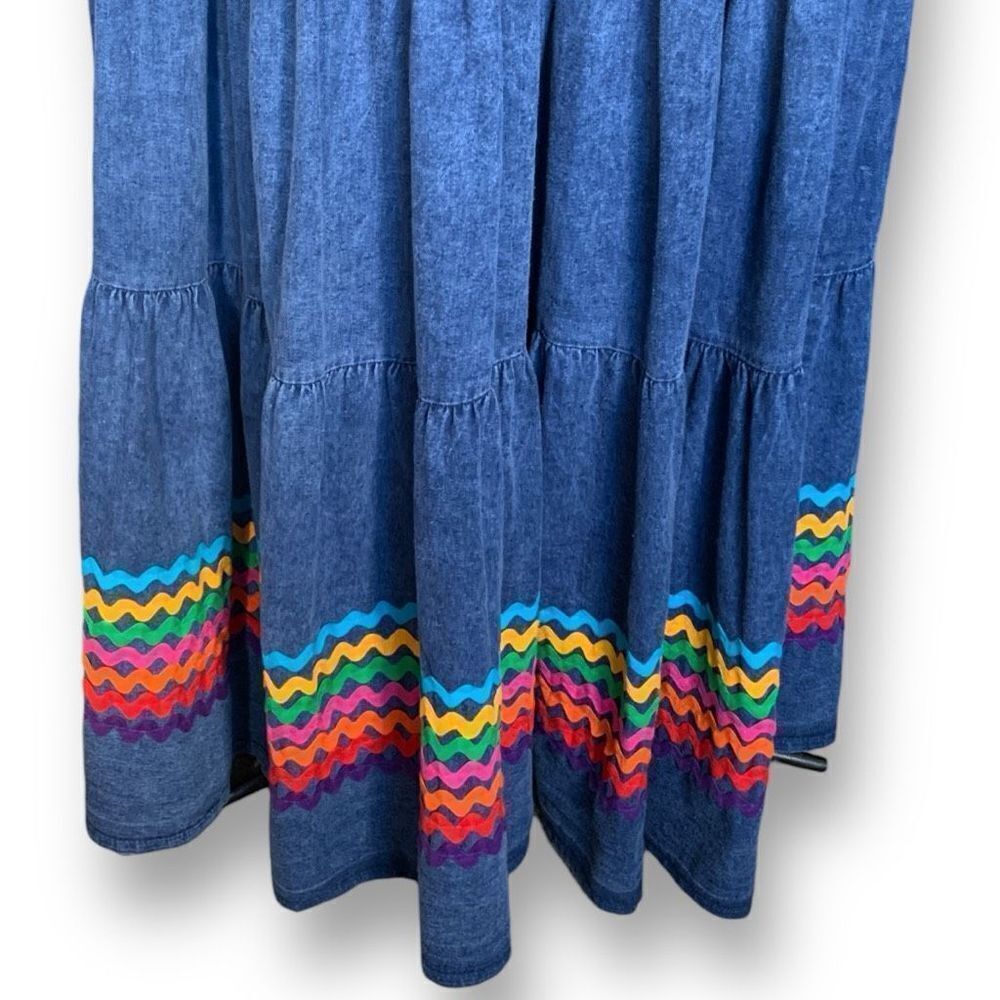 Vintage Maxi Skirt with Multicolor Ric Rac Trim - Picture 2 of 9